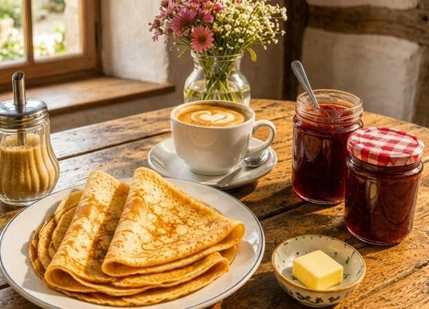Un goûter pour la convivialité café crêpes confiture beurre